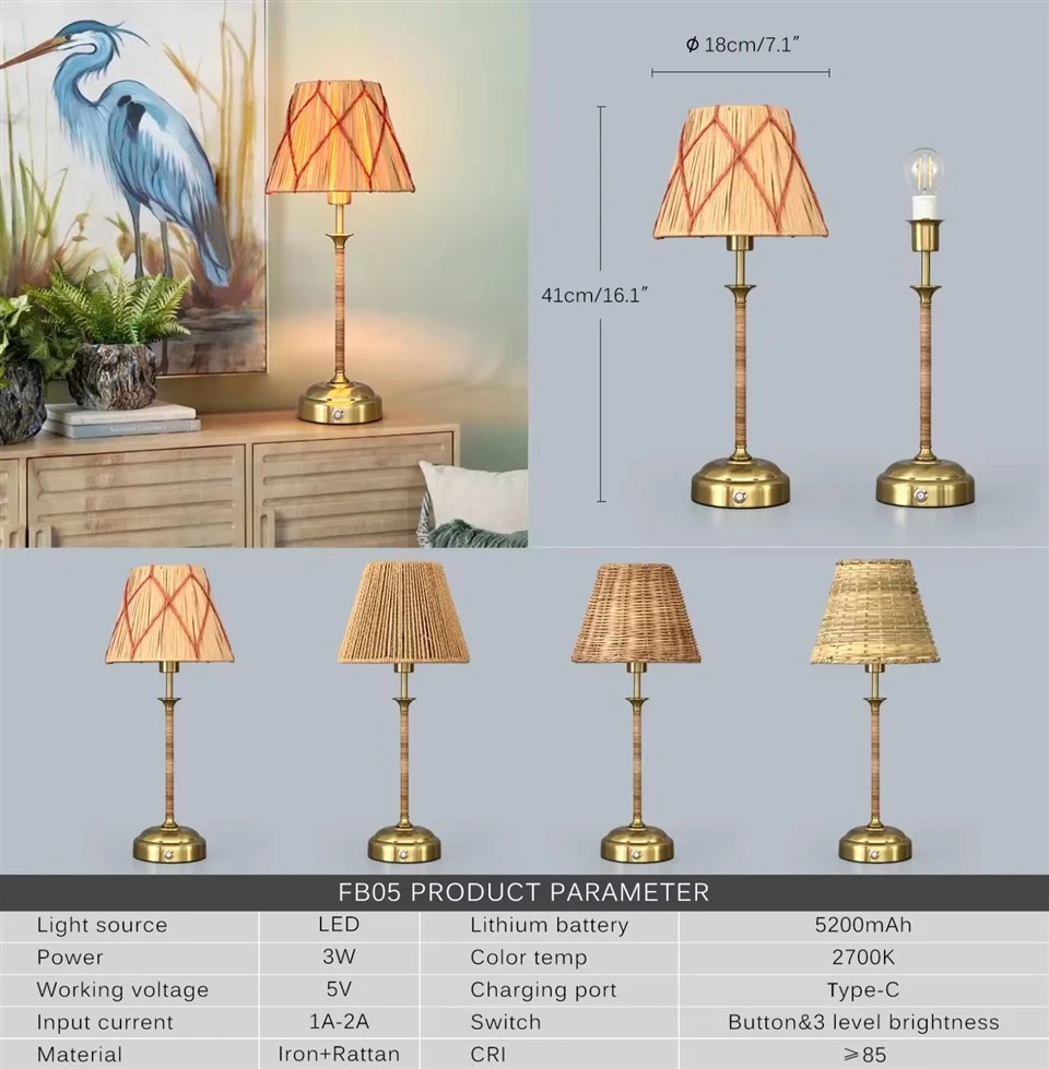 Eco-friendly Cordless Rattan Table Lamp suppliers